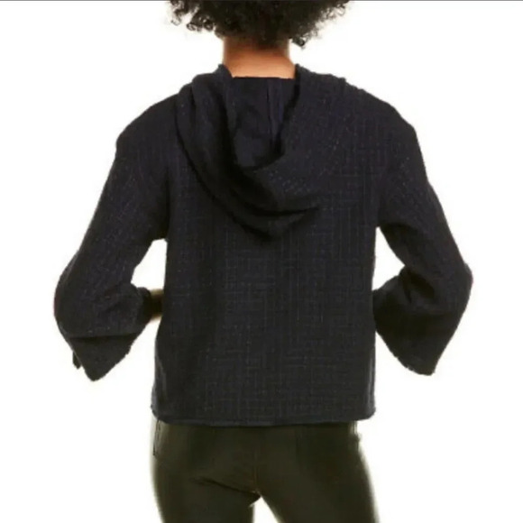 Marella Tweed Hooded Pullover Jacket Midnight Blue - Picture 3 of 16